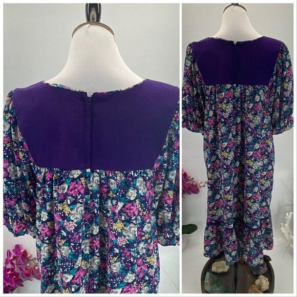 Vintage Hawaiian Muumuu 80's Liberty House Natural - Picture 6 of 9